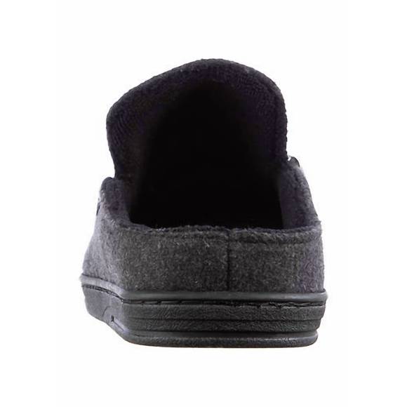 NEW ISOTONER men's faux woolen grady moccasin hoodback slippers in dark charcoal - Picture 3 of 4